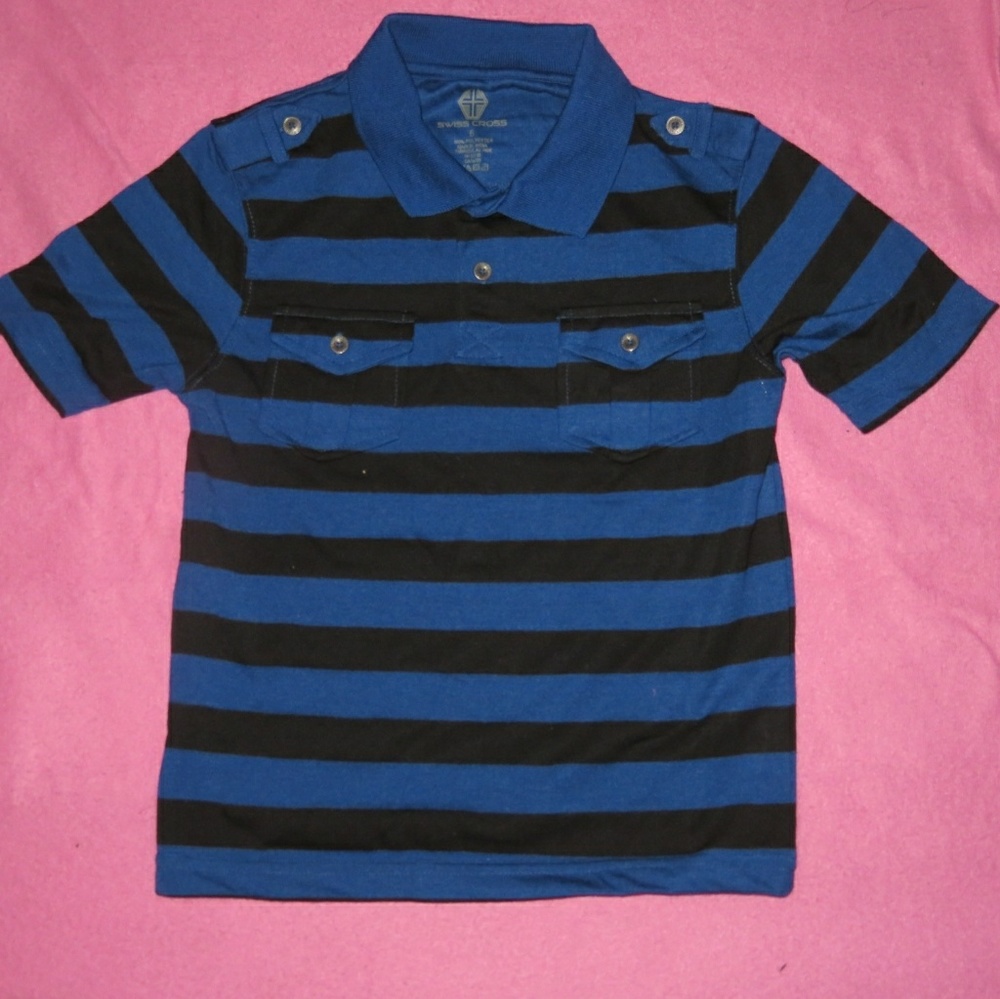 Black and Blue Striped Polo